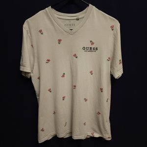 Guess white V neck shirt medium